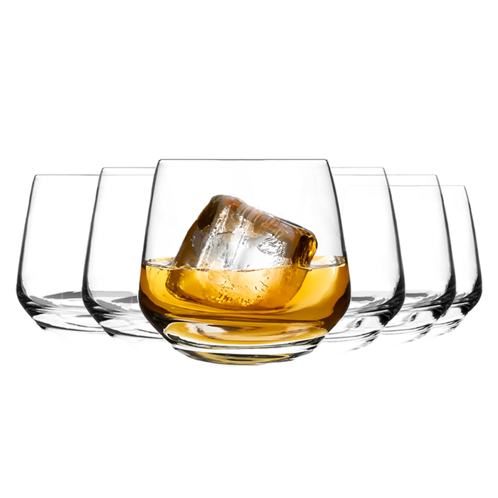 Homiu Florence Whiskey Glass Set | 6 Tumblers, 345 ML | Dishwasher Safe