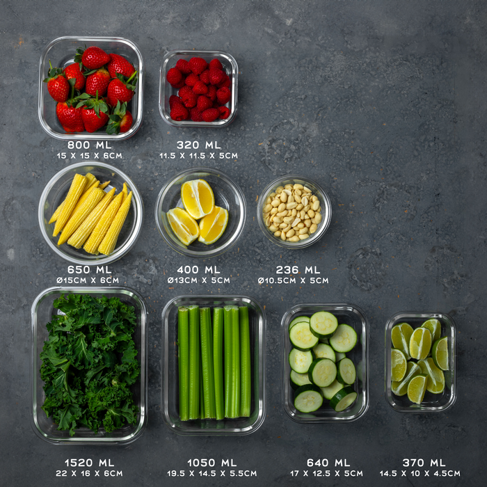 Homiu 9Pcs Glass Storage Food Containers With Lids Airtight Kitchen Meal Prep Containers