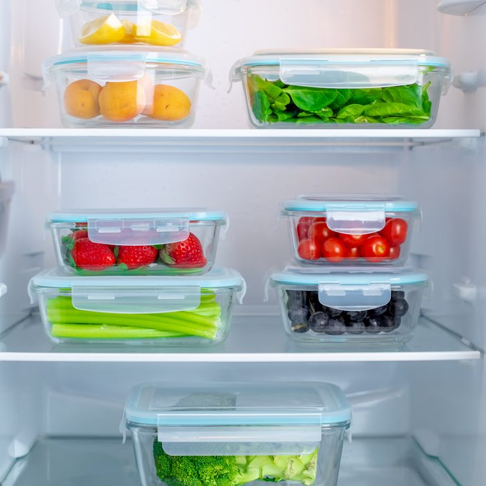 Homiu 9Pcs Glass Storage Food Containers With Lids Airtight Kitchen Meal Prep Containers