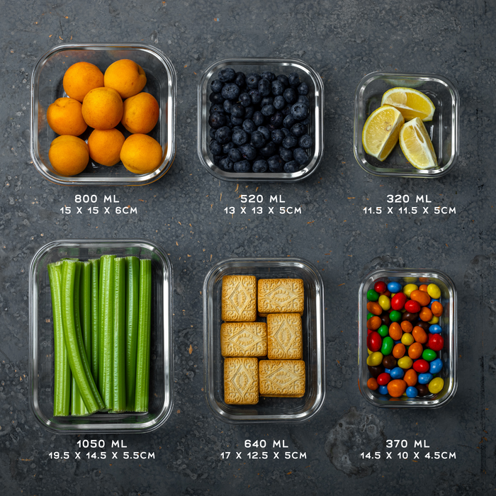 Homiu 6Pcs Airtight Leak-Proof Glass Storage Container