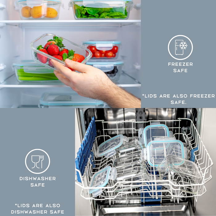 Homiu 6Pcs Airtight Leak-Proof Glass Storage Container