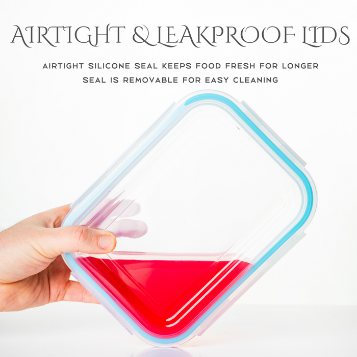 Homiu 6Pcs Airtight Leak-Proof Glass Storage Container