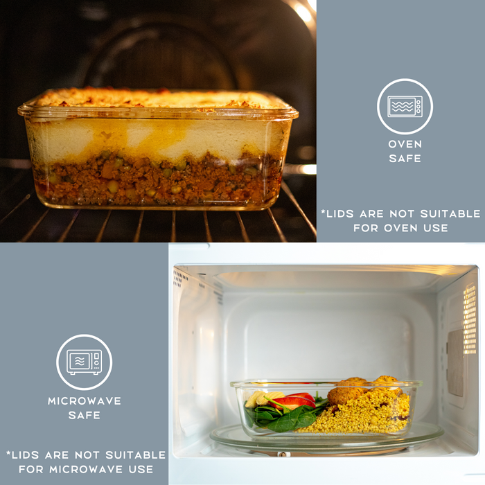 Homiu Glass Food/Storage Container with Bamboo Lids Airtight Leakproof Rectangle