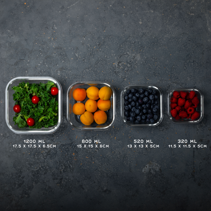 Homiu 4Pcs Airtight Leak-Proof Glass Storage Container