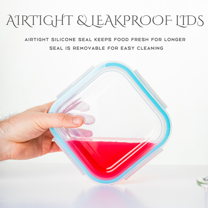 Homiu 4Pcs Airtight Leak-Proof Glass Storage Container