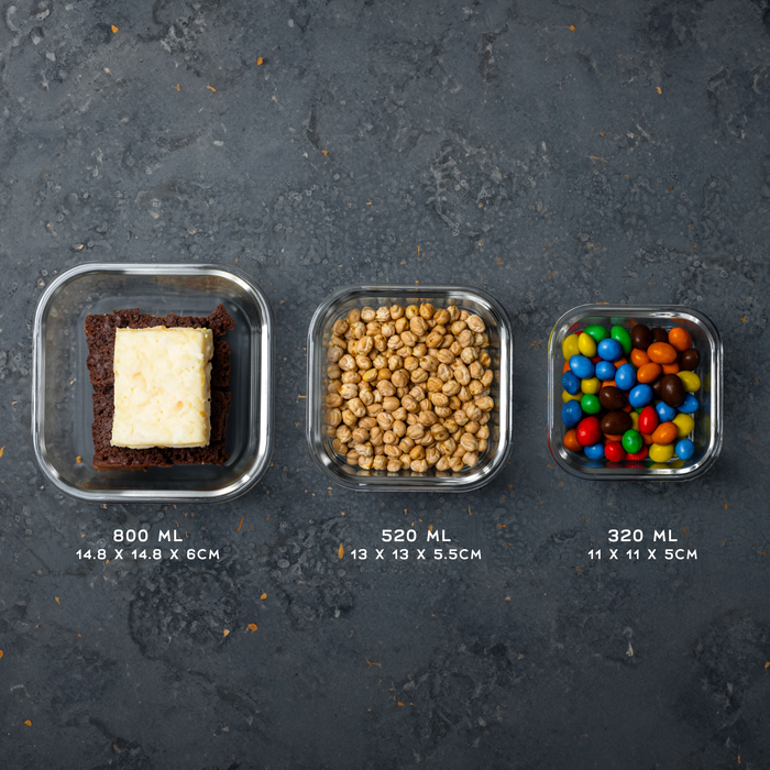 Homiu 3-Piece Square Glass Food Containers with Bamboo Lids Airtight Leakproof