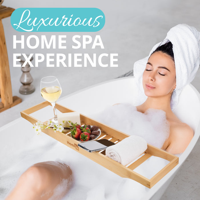 Bamboo Bath Caddy Bathtub Tray, Bathroom Accessories