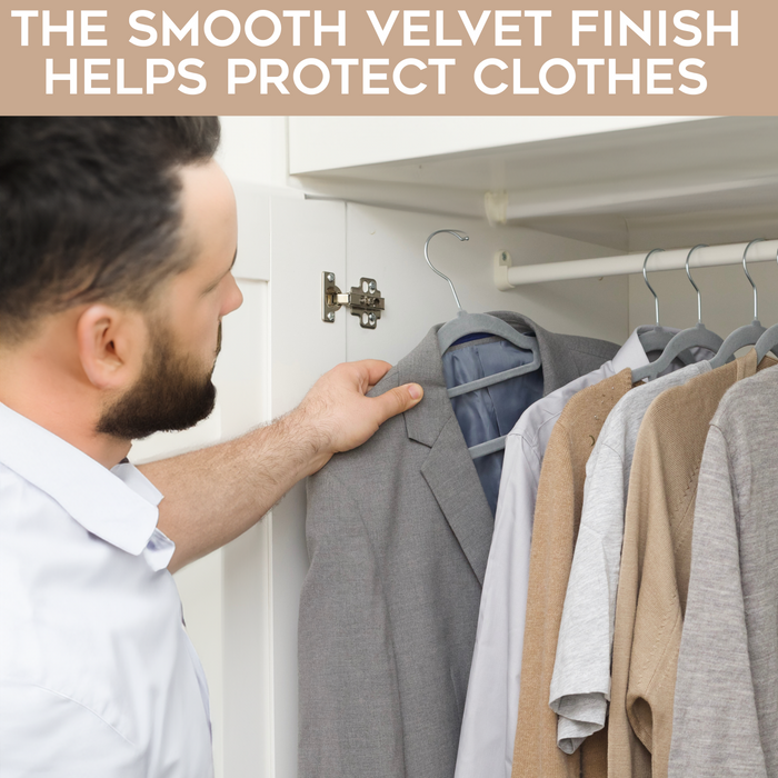 Homiu Velvet Clothes Hangers – 50 Pack, Grey