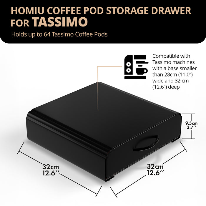 Tassimo Coffee Pod Holder – 64 Pod Storage Drawer & Machine Stand
