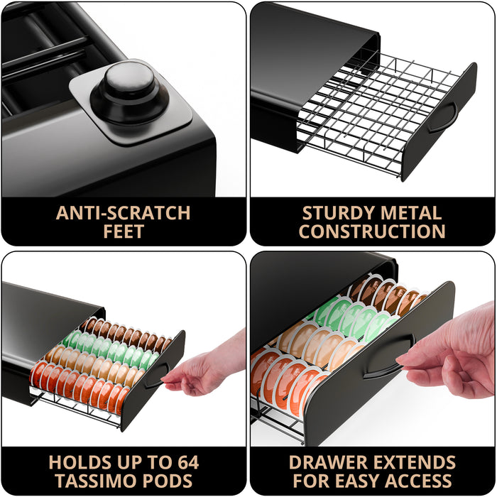 Tassimo Coffee Pod Holder – 64 Pod Storage Drawer & Machine Stand