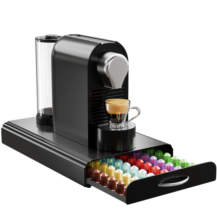 Homiu Nespresso Coffee Pod Holder – 60 Pod Storage Drawer & Machine Stand