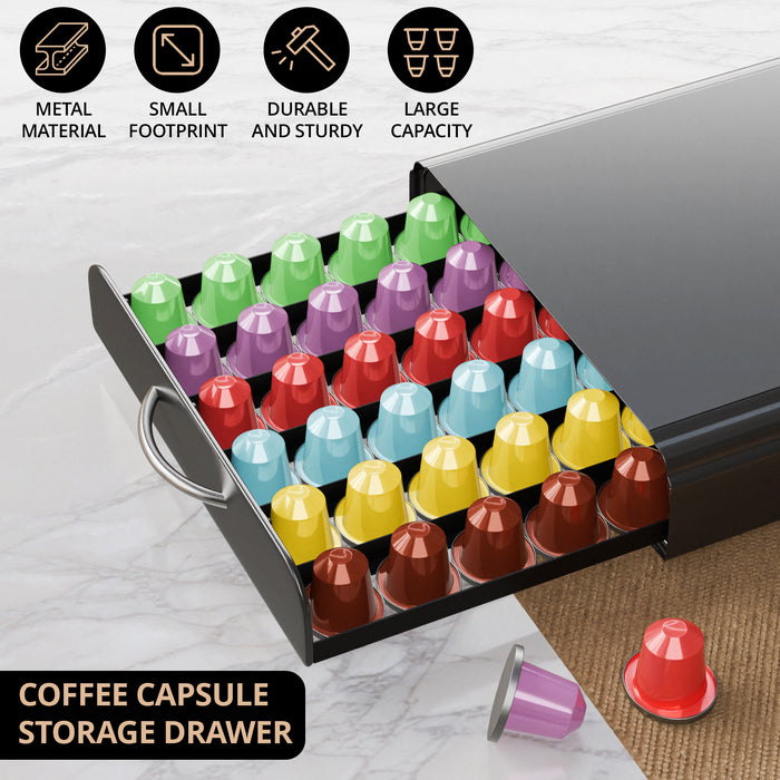 Homiu Nespresso Coffee Pod Holder – 60 Pod Storage Drawer & Machine Stand