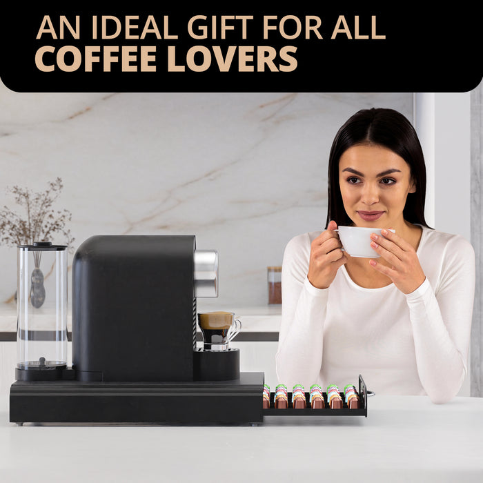 Homiu Nespresso Coffee Pod Holder – 60 Pod Storage Drawer & Machine Stand