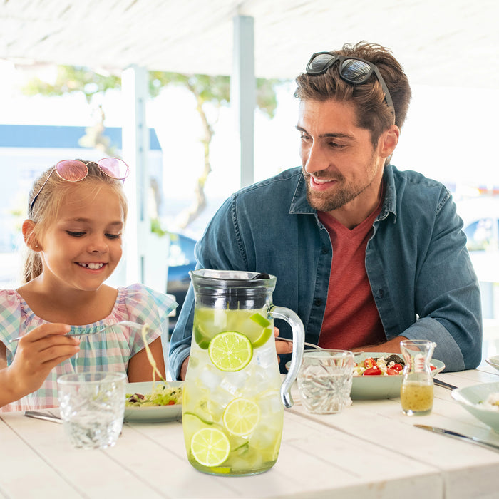 Homiu 1.8L Glass Water Jug with Lid – Hot & Cold Beverage Pitcher