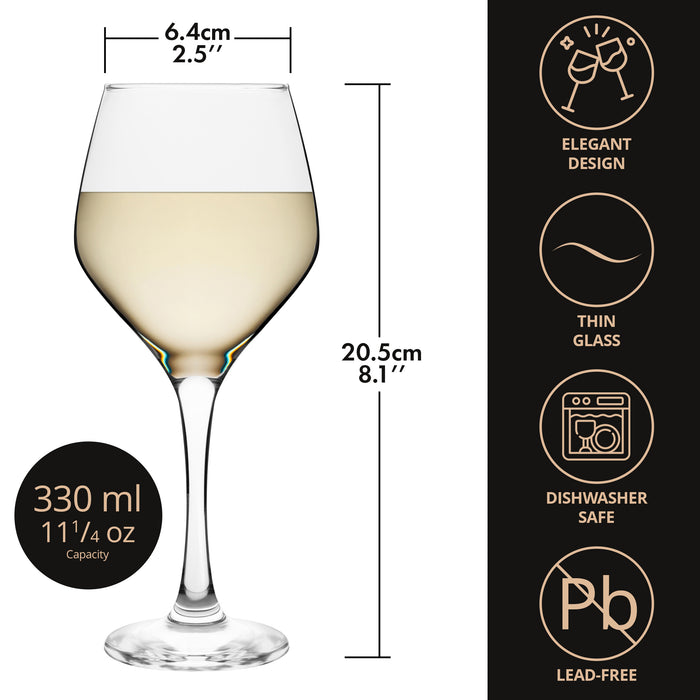 Homiu Napoli White Wine Glasses Set of 6 – 330ml Elegant Glassware