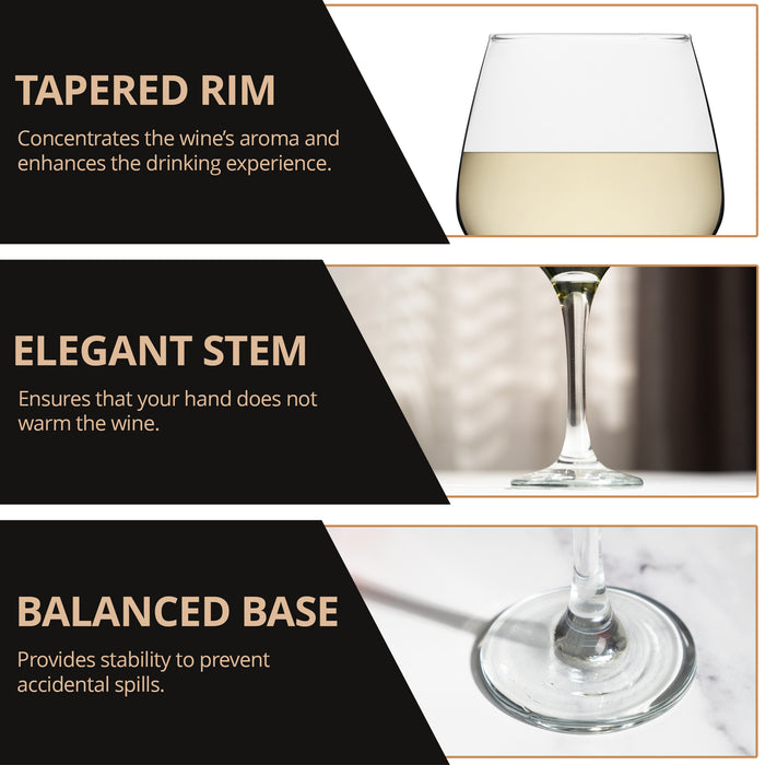 Homiu Napoli White Wine Glasses Set of 6 – 330ml Elegant Glassware