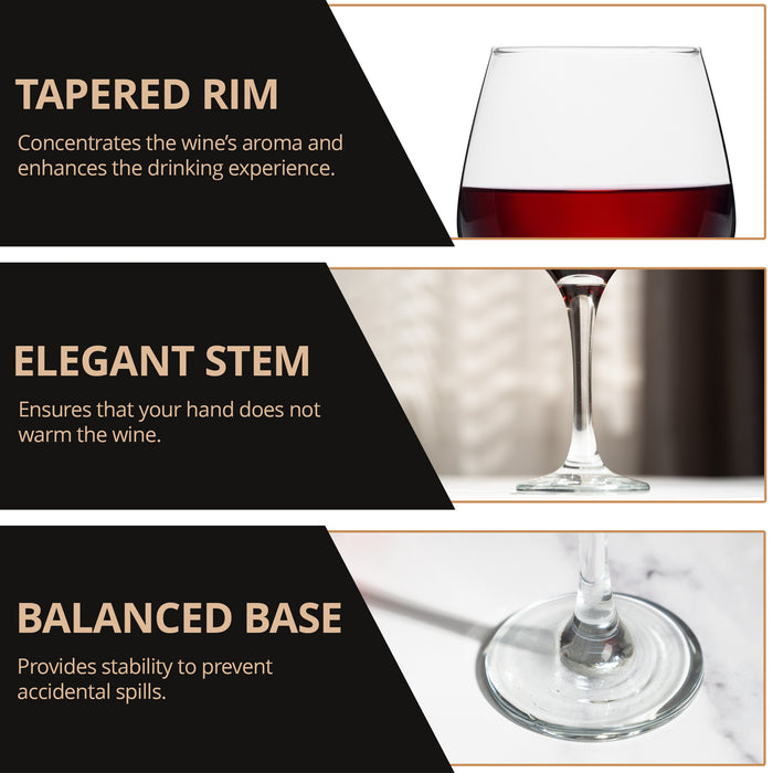 Homiu Napoli Red Wine Glasses Set of 6 – 440ml Elegant Glassware