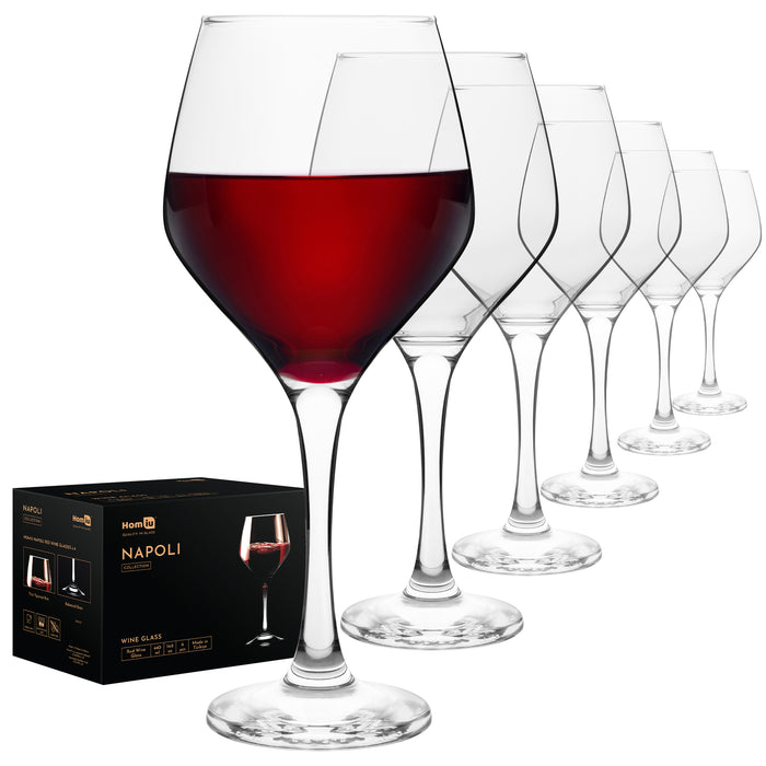 Homiu Napoli Red Wine Glasses Set of 6 – 440ml Elegant Glassware