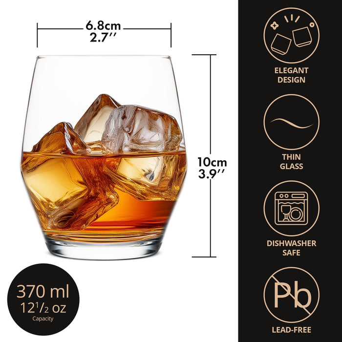 Homiu Napoli Tumbler Glasses Set of 6 – 370ml Whiskey Glassware