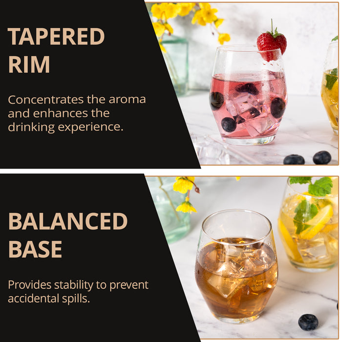 Homiu Napoli Tumbler Glasses Set of 6 – 370ml Whiskey Glassware