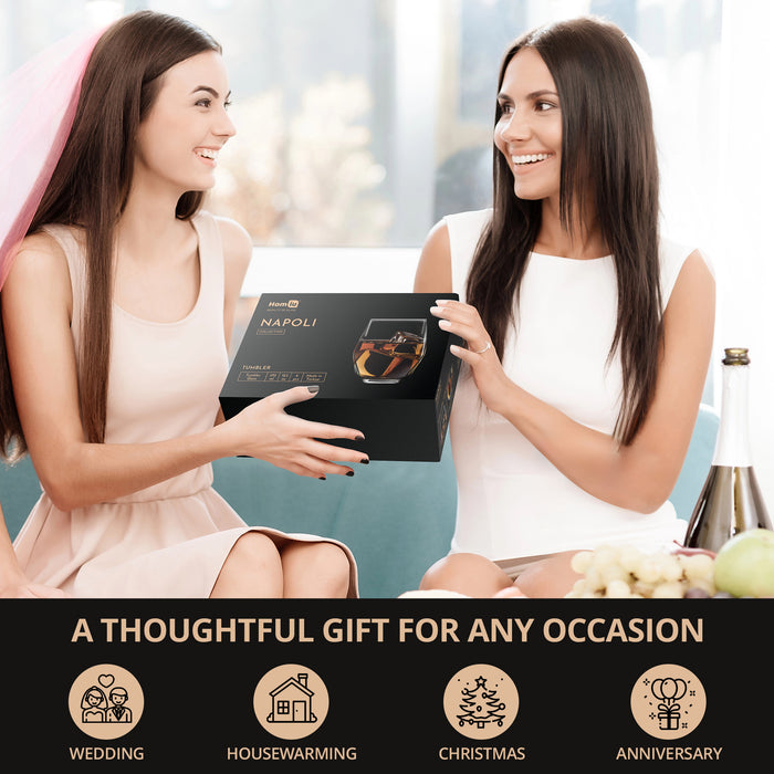 Homiu Napoli Tumbler Glasses Set of 6 – 370ml Whiskey Glassware