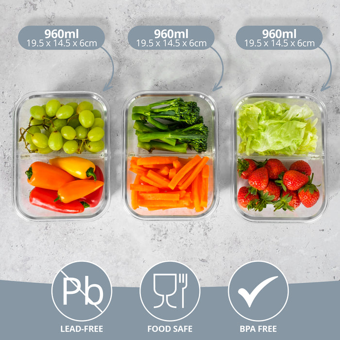 Homiu 3Pcs Airtight Leak-Proof Glass Storage Container