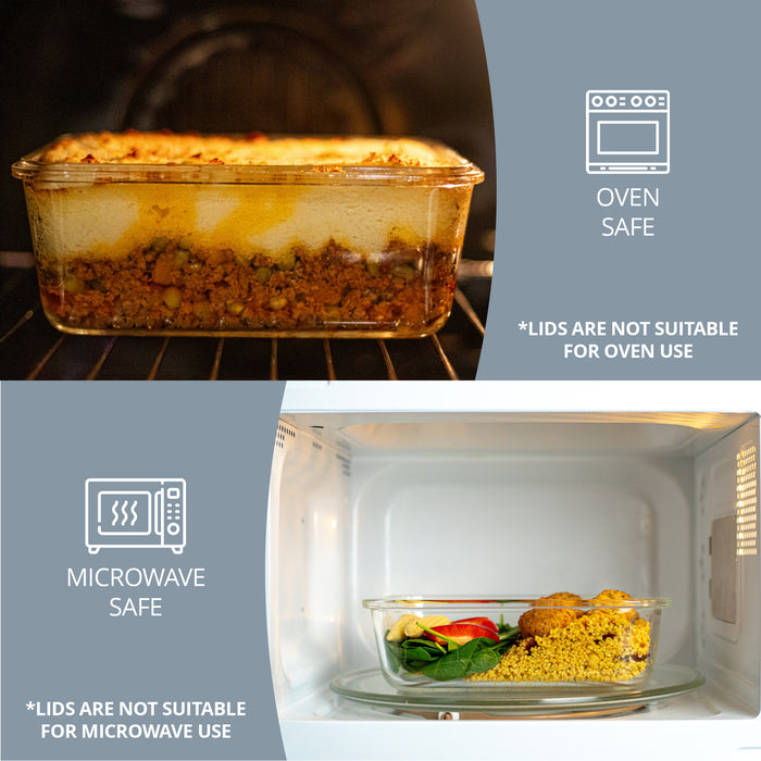 Homiu 5 Pack Glass Meal Prep Containers – Airtight & Oven Safe
