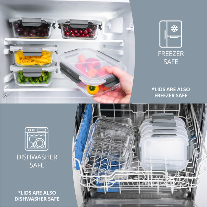 Homiu 5 Pack Glass Meal Prep Containers – Airtight & Oven Safe