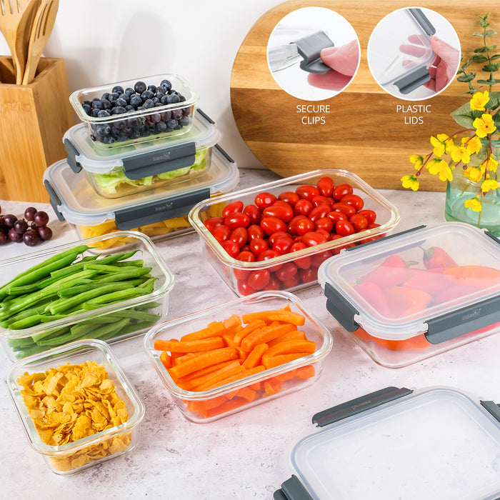 Homiu 8 Pack Glass Meal Prep Containers – Airtight & Oven Safe