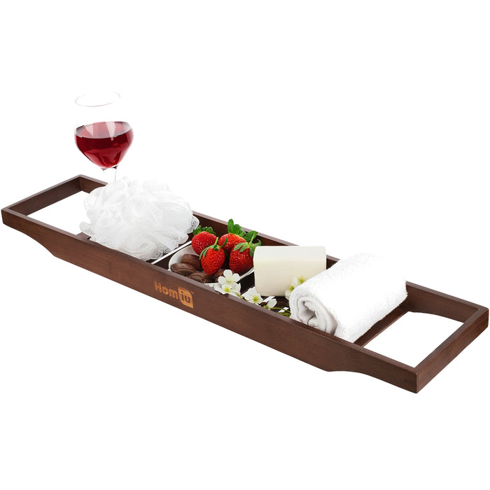 Bamboo Bath Caddy Bathtub Tray, Bathroom Accessories Brown