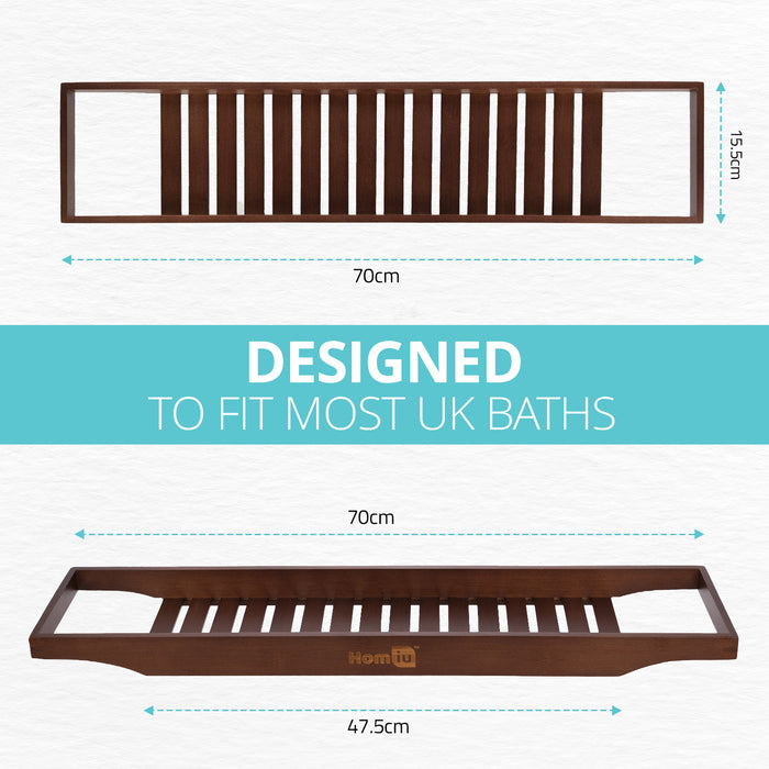 Bamboo Bath Caddy Bathtub Tray, Bathroom Accessories Brown