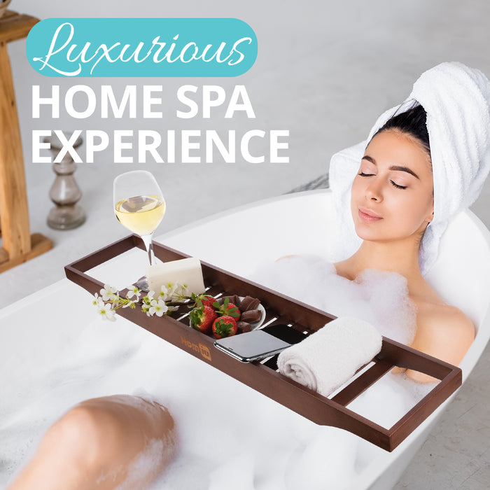 Bamboo Bath Caddy Bathtub Tray, Bathroom Accessories Brown