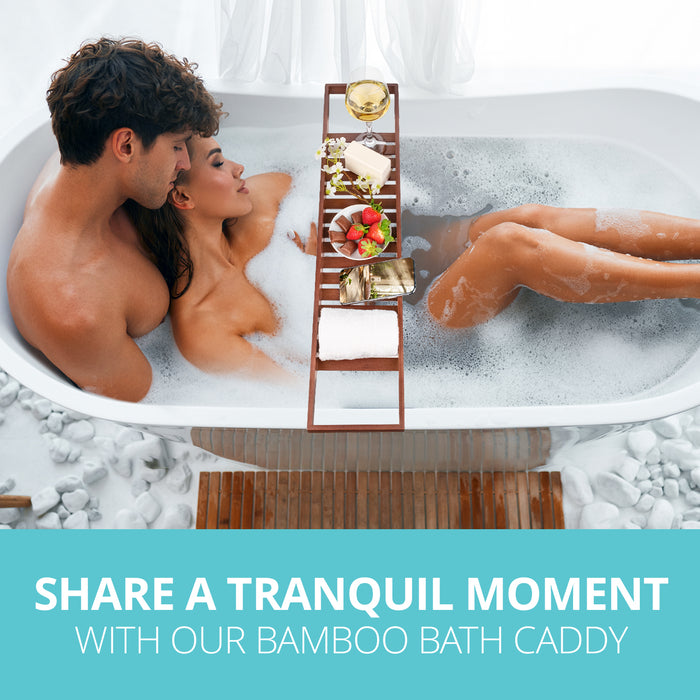 Bamboo Bath Caddy Bathtub Tray, Bathroom Accessories Brown
