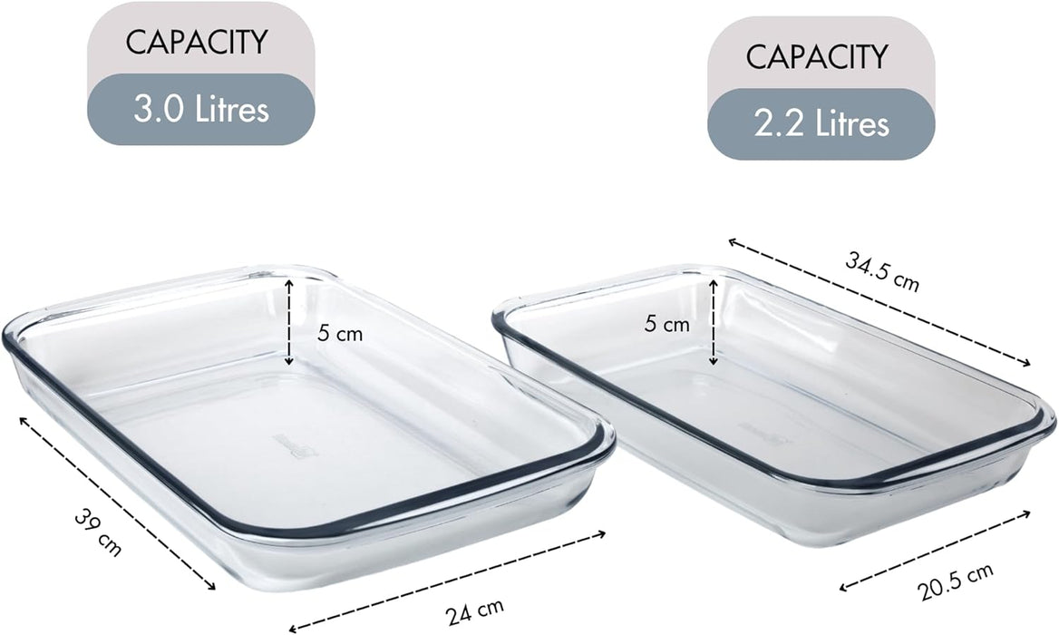 Homiu 2-Piece Glass Casserole Dish Set – Oven & Freezer Safe Bakeware