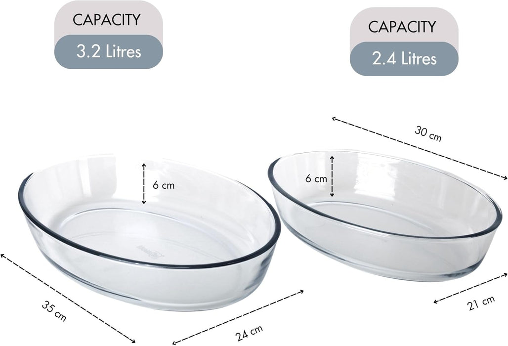 Homiu 2-Piece Glass Casserole Dishes – Oven, Microwave & Freezer Safe