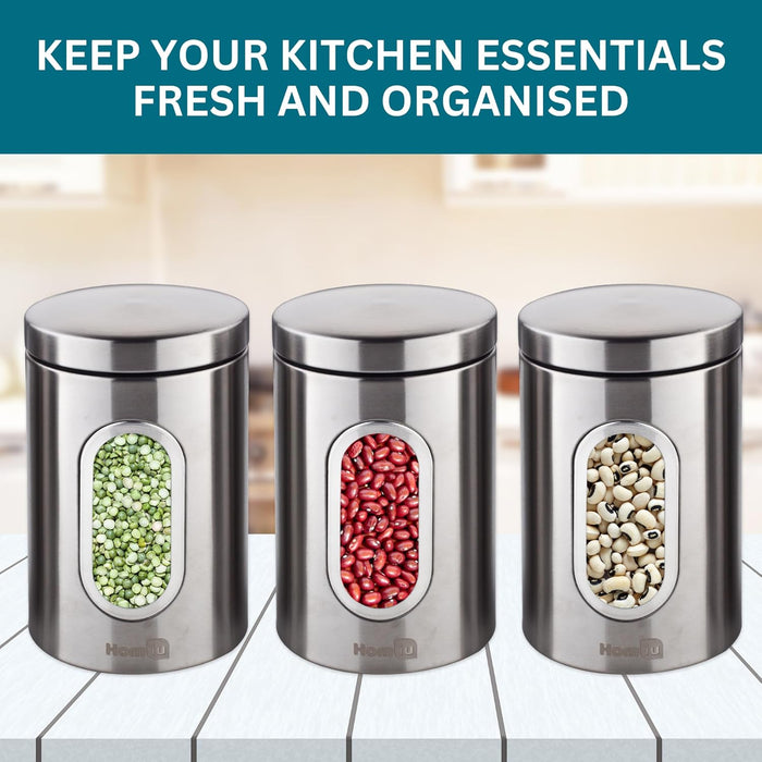 Homiu Tea Coffee Sugar Canisters – Stainless Steel Set of 3