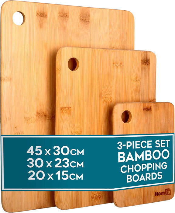 Homiu Bamboo Chopping Board Set – 3 Organic Cutting Boards