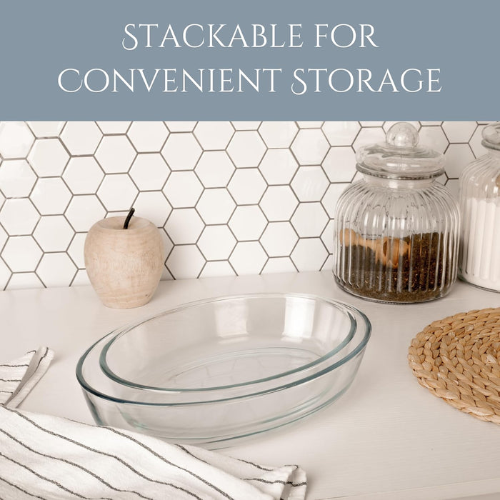 Homiu 2-Piece Glass Casserole Dishes – Oven, Microwave & Freezer Safe