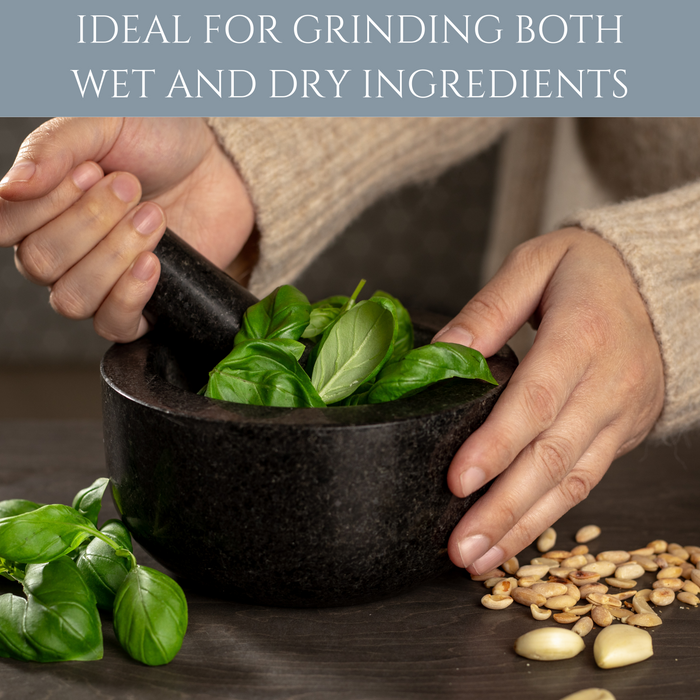 Homiu Granite Pestle and Mortar – Large 15.5cm Stone Grinder