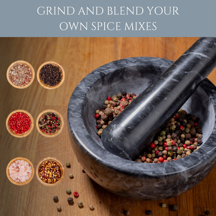 Homiu Marble Pestle and Mortar Set – 15cm Black Natural Stone Grinder