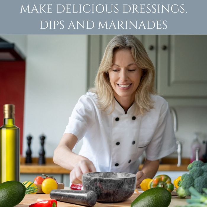 Homiu Marble Pestle and Mortar Set – 15cm Black Natural Stone Grinder