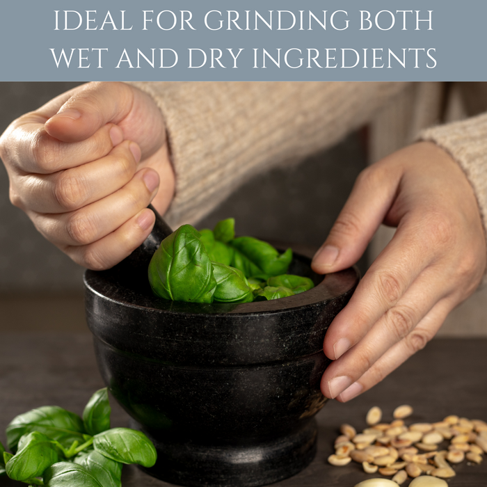 Homiu Granite Pestle and Mortar with Base – 14cm Polished Granite