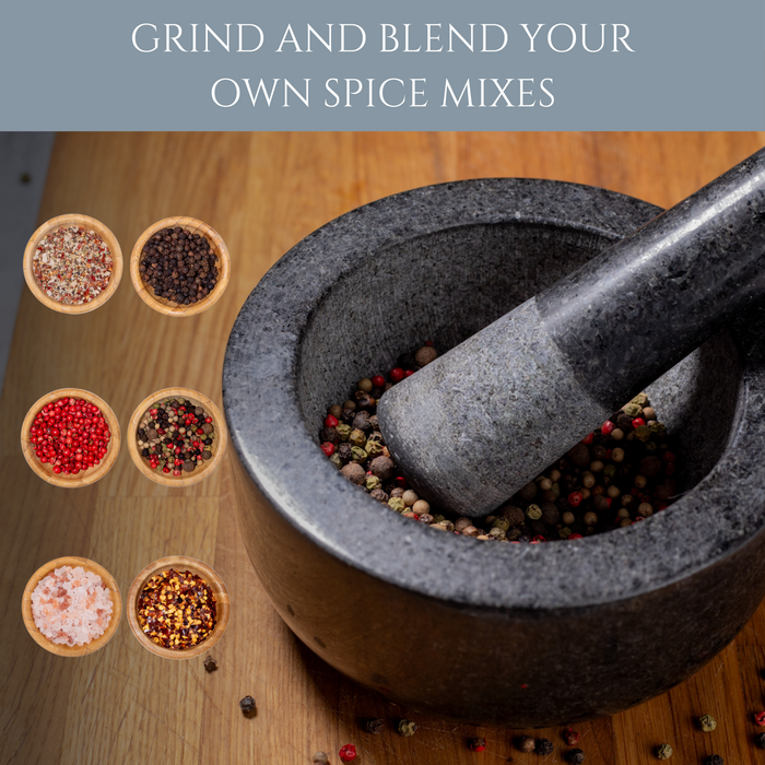 Homiu Granite Pestle and Mortar – Large 15.5cm Stone Grinder