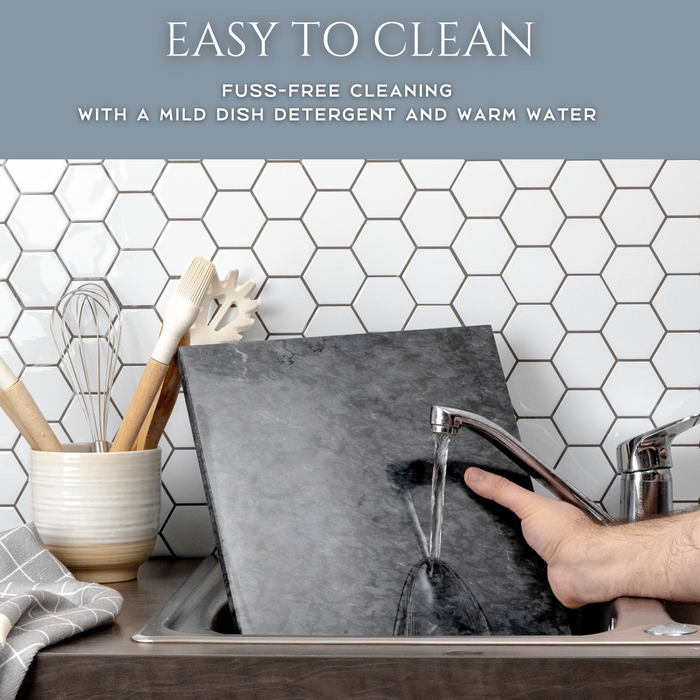 Homiu Black Marble Chopping Board, Size 40 x 30 x 1.5cm, Heat Resistant Worktop Protector for Kitchen