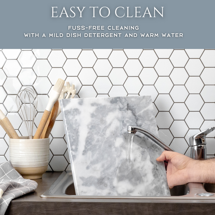 Homiu White Marble Chopping Board – 40x30cm Heat-Resistant