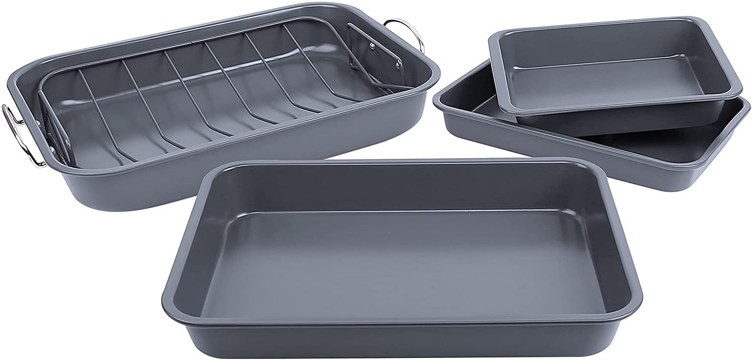 Homiu 5 Piece Non Stick Pan Set Roasting Frying Fry Stock Tray Cooking Cookware