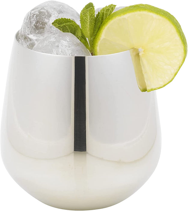 Homiu Stainless Steel, Metal Tumbler, 2 Pack, BPA Free, Stemless Wine, Cocktail, Juice Glasses, Shatterproof, Gift, Silver, Rose, Gold