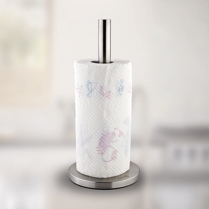 Homiu Stainless Steel Kitchen Roll Holder – Free Standing, Silver