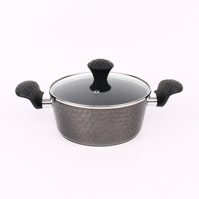 Homiu Pan Set, 7 Piece, Induction, Titanium Base, Aluminium with Tempered Glass Lids