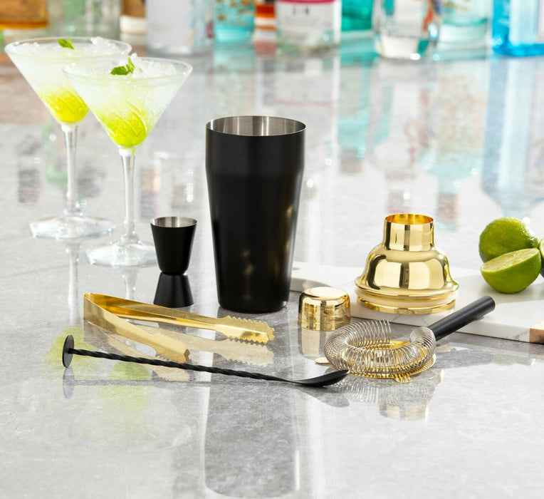 Homiu Black Gold Cocktail Making Kit, Boston Shaker, Stainless Mixer, 5 Pack, Gift
